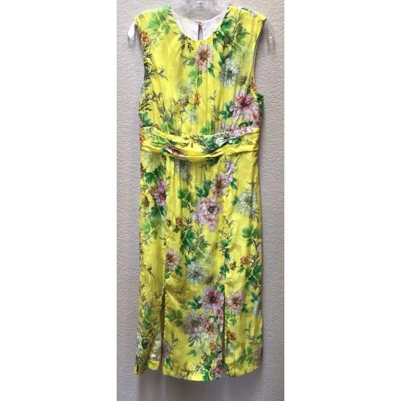 Anthropologie Dresses & Skirts - Anthropologie Dress Sparrow Silky Midi Floral Yellow A Line Sz 10 Silk Blend